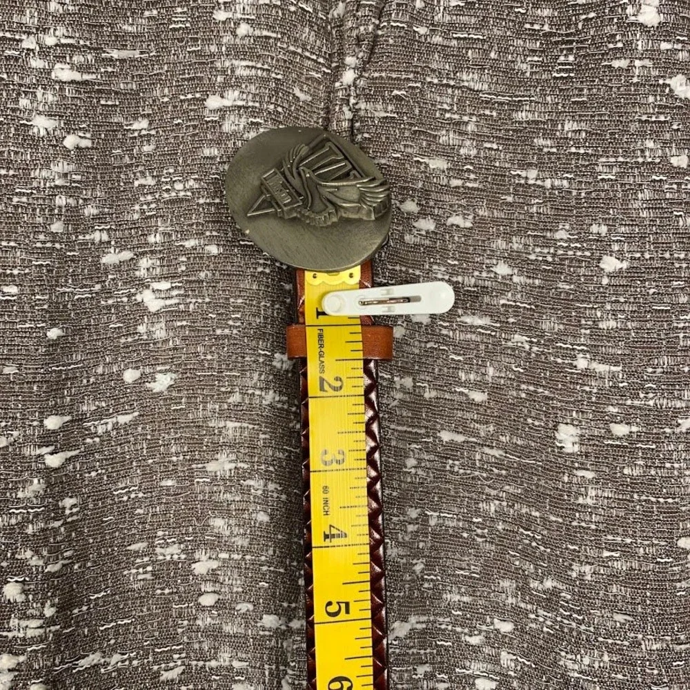 VTG Winston Cigarettes Eagle Buckle Brown Basketweave Leather Belt Men's 36/38